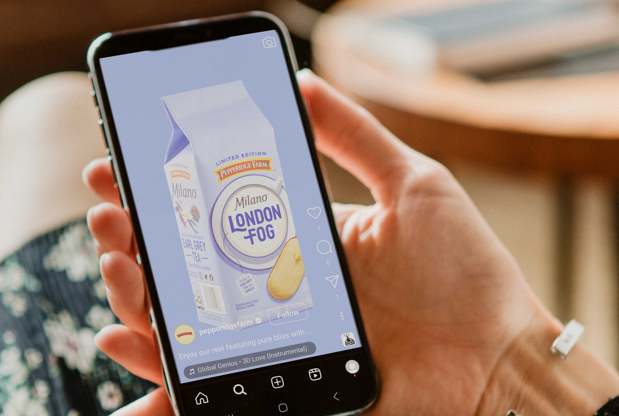 Pepperidge Farm's New Limited Edition Milano London Fog Instagram Reel Smart Phone Mockup