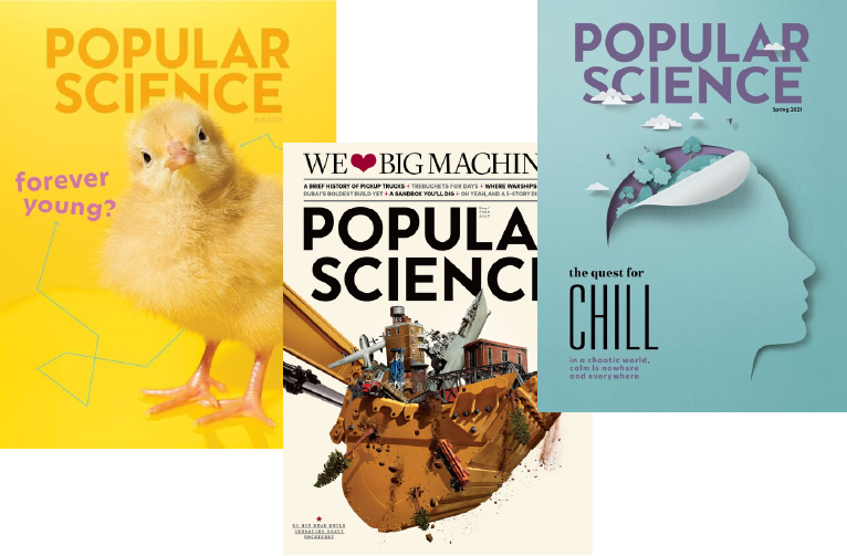 Three Popular Science magazine covers.